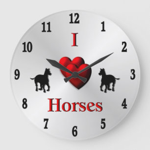 Cool I Heart Horses Design Twelve Digits Large Clo Clock