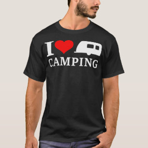 Cool I Love Camping With Rv Trailer And Heart T-Shirt