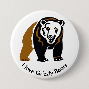 Cool I love GRIZZLY Bears -Wildlife - Nature 7.5 Cm Round Badge