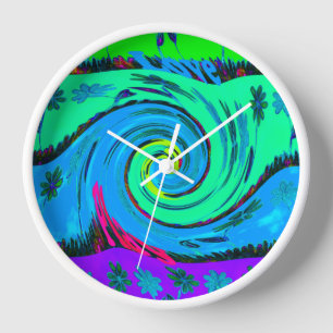 Cool I Love Hawaii: Floral Pop Art pattern Design Clock