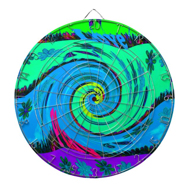 Cool I Love Hawaii: Floral Pop Art pattern Design Dartboard (Front)