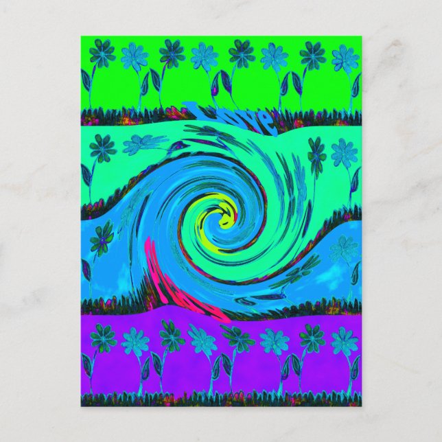 Cool I Love Hawaii: Floral Pop Art pattern Design Postcard (Front)