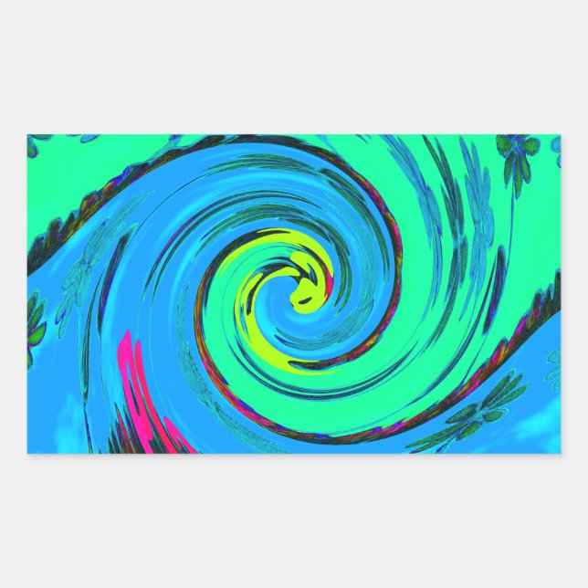 Cool I Love Hawaii: Floral Pop Art pattern Design Rectangular Sticker (Front)