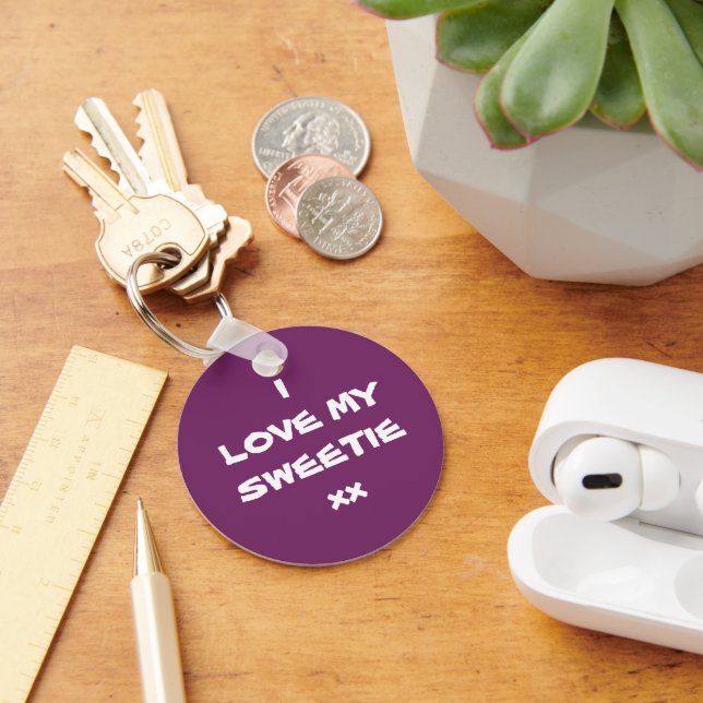 Cool I LOVE MY SWEETIE xx Modern Cute Keychain (Desk)