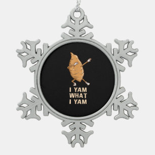 Cool I Yam What I Yam - Funny Dabbing Fan Dancer  Snowflake Pewter Christmas Ornament