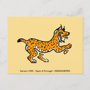 Cool Iberian LYNX- Endangered animal - Wildlife - Postcard