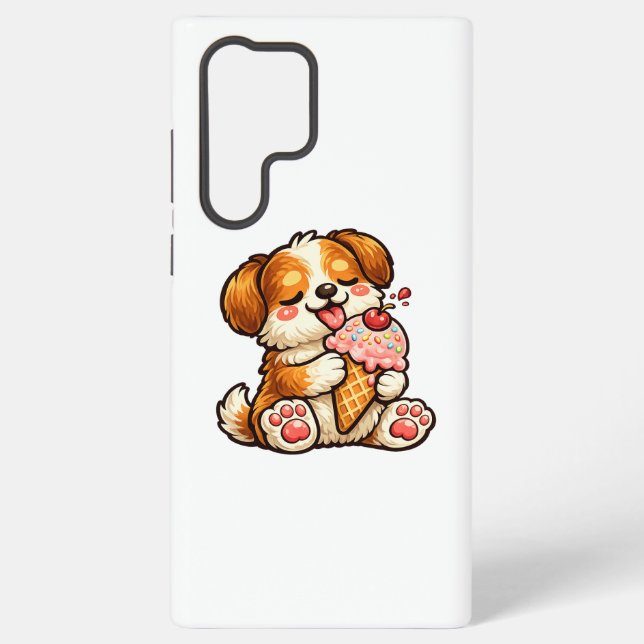 Cool Ice Cream Dog Samsung Galaxy S22 Ultra Case (Back)