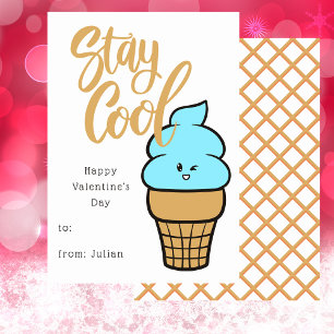 Cool Ice Cream Kids Classroom Valentines Card