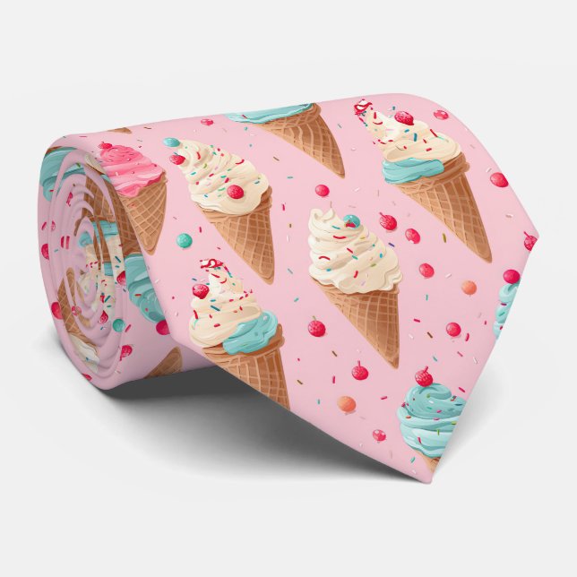 Cool ice cream tiled pattern  tie (Rolled)