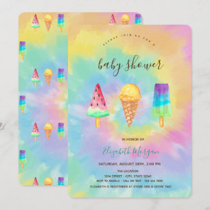 Cool Ice Creams Summer Tie Dye Baby Shower  Invitation