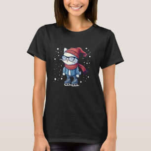 Cool ice skating Cat Outfit with Shoes for funny W T-Shirt