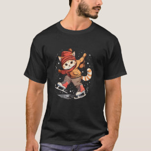 Cool Ice skating Shoes with funny Cat Outfit T-Shirt
