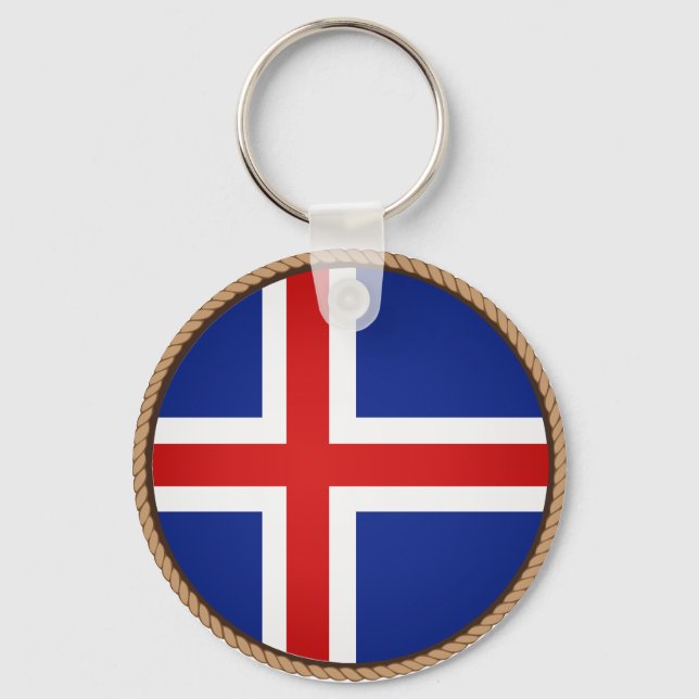 Cool Iceland Flag Seal Key Ring (Front)