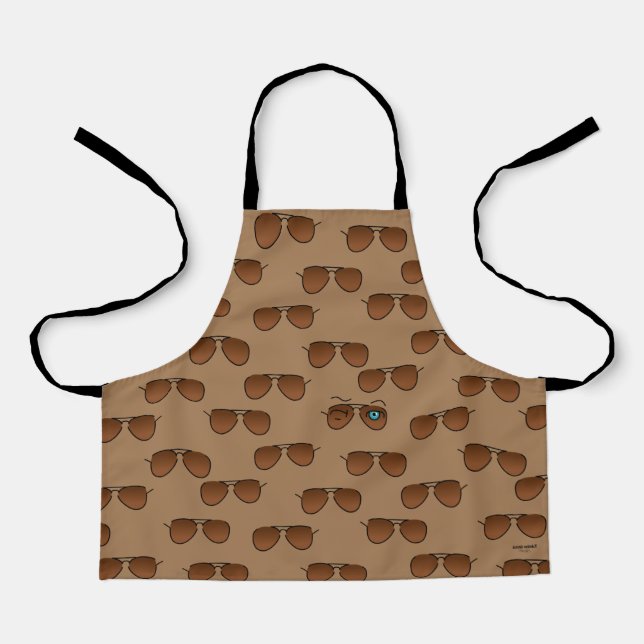 Cool iconic winkS Aviator Glasses Brown Pattern Apron (Front)