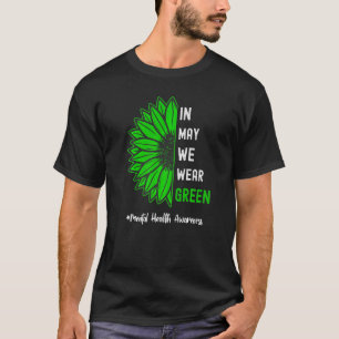 Cool In May We Wear Green Sunflower Mental Health T-Shirt