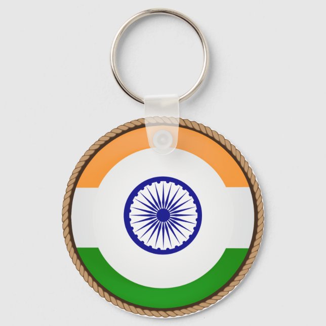 Cool India Flag Seal Key Ring (Front)