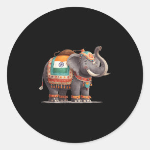 Cool Indian Animals Costume For Elephants Lovers  Classic Round Sticker