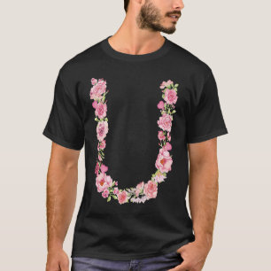Cool Initial Alphabet Monogram Flowers Floral Let T-Shirt