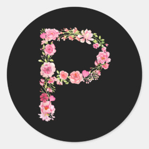 Cool Initial Alphabet Monogram Flowers Floral Lett Classic Round Sticker