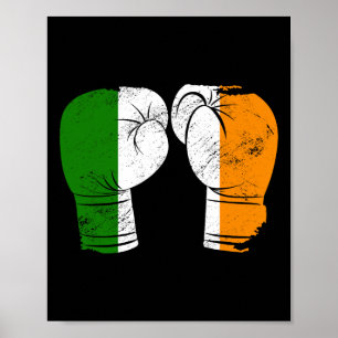 Cool Ireland Flag Vintage Irish Flag Boxing Gloves Poster