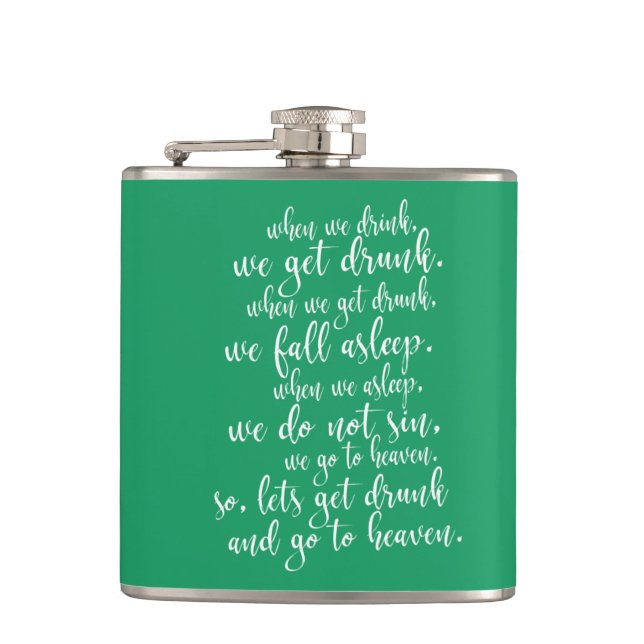 Cool Irish Toast St. Patrick's Day Green & White Hip Flask (Front)