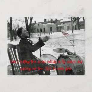 Cool Is Playing your Drums in Winter Outside Postcard