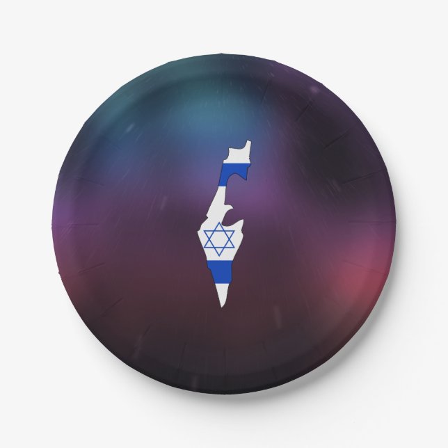 Cool israel Flag Map Paper Plate (Front)