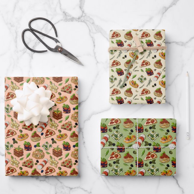 cool Italian food tiled party Wrapping Paper Sheet (Front)