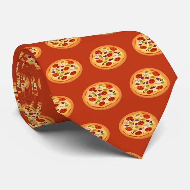 cool Italian pizza tiled pattern Tie (Rolled)