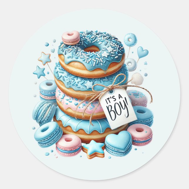 Cool It's boy baby doughnuts Classic Round Sticker (Front)