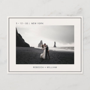 Cool Ivory Photo Wedding Save the Date Invitation Postcard