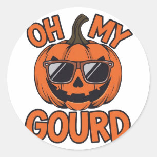 Cool Jack O Lantern with Sunglasses - Oh My Gourd Classic Round Sticker
