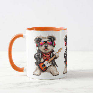 Cool Jack Russell Rock Guitarist Dog Rock and Roll Mug