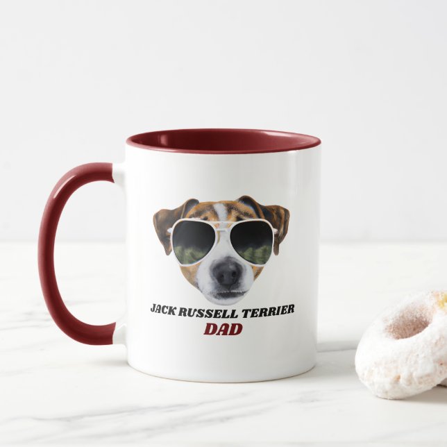 Cool Jack Russell Terrier Dad Father's Day Dogs Mug (With Donut)