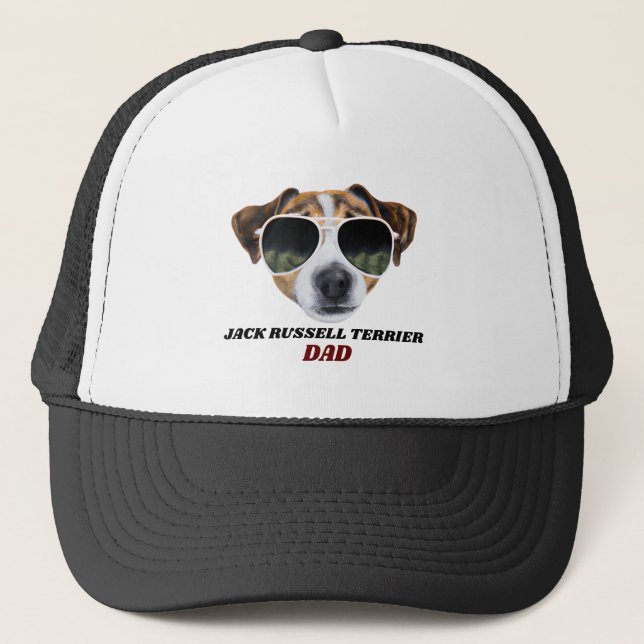 Cool Jack Russell Terrier Dad Father's Day Dogs Trucker Hat (Front)
