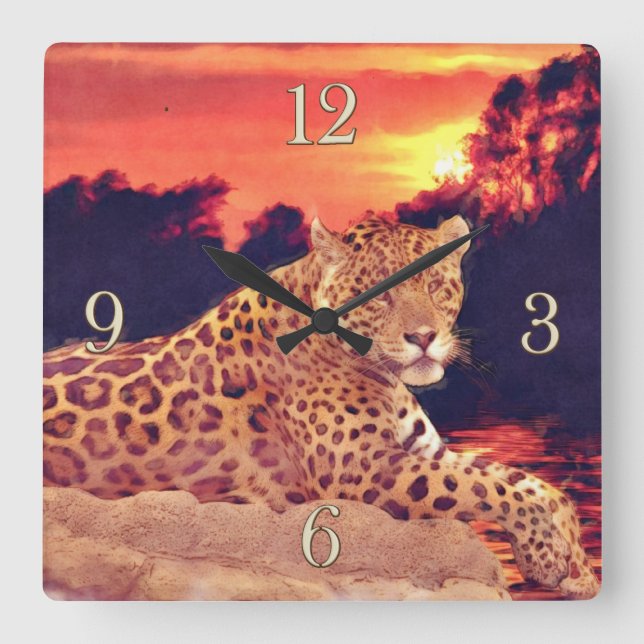 Cool Jaguar at Tikal Big Cat Wildlife Wall Clock (Front)