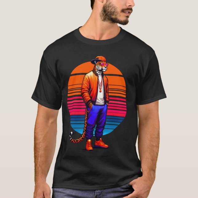 Cool Jaguar Modern Urban Style Sunset Retro Art T-Shirt (Front)