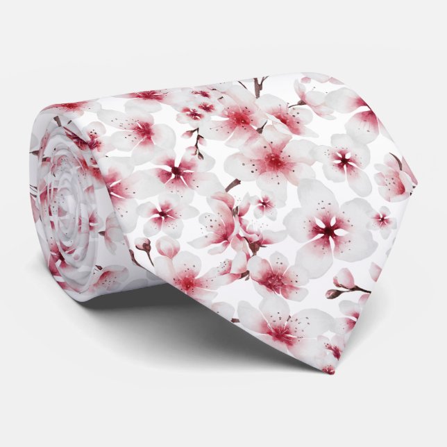 cool Japanese cherry blossoms Tie (Rolled)