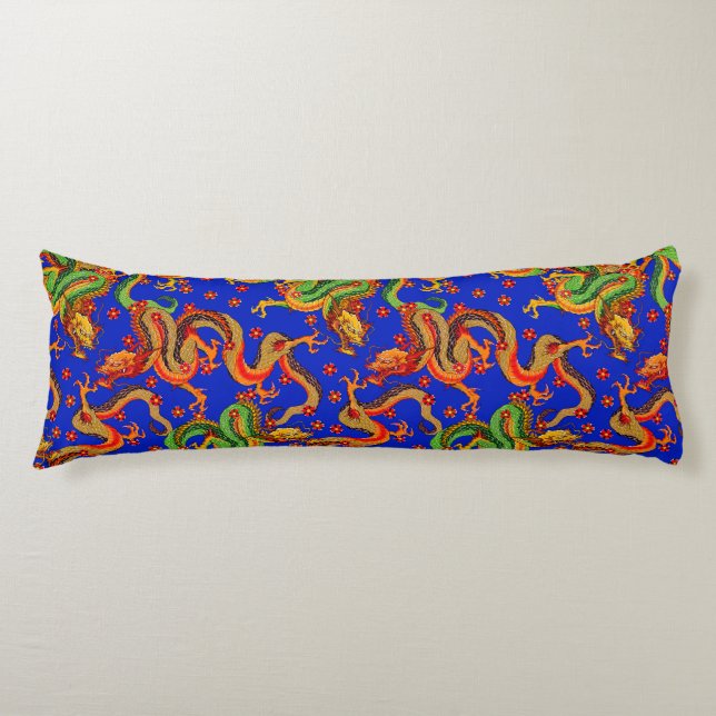 cool Japanese dragon tiled pattern  Body Cushion (Front)