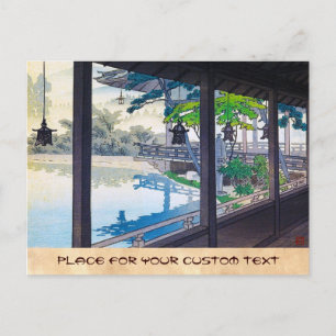 Cool japanese garden lake mountain scenery postcard