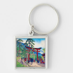 Cool japanese mountain tori gate people scenery key ring