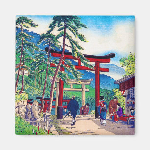 Cool japanese mountain tori gate people scenery magnet
