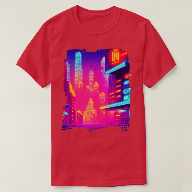 Cool Japanese Neon City T-Shirt (Design Front)