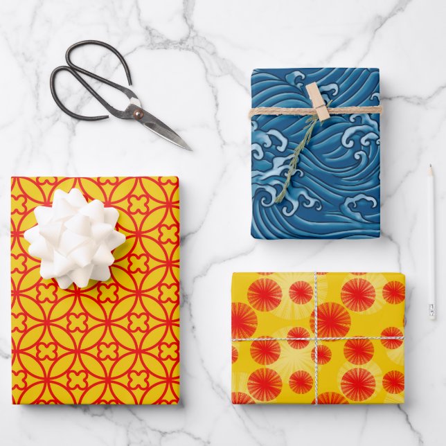 cool Japanese pattern party Wrapping Paper Sheets  (Front)