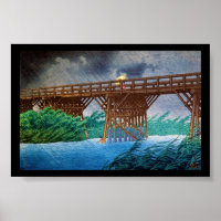 Cool japanese rain bridge river forest Kawase art