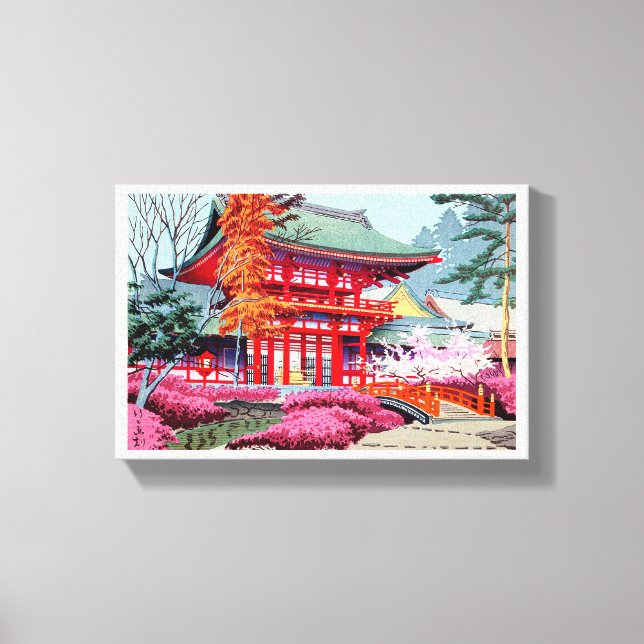 Cool japanese Red Temple Spring Asano Takeji Canvas Print (Front)