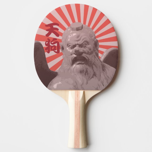 Cool Japanese Tengu Sunburst Ping Pong Paddle (Front)