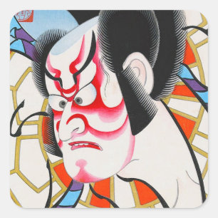 Cool japanese traditional kabuki makeup tadamasa square sticker