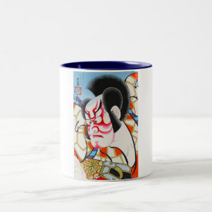 Cool japanese traditional kabuki makeup tadamasa Two-Tone coffee mug