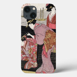 Cool japanese ukiyo-e trio geisha lady scroll iPhone 13 case